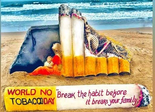 Sudarsan Pattnaik World No Tobacco Day sand art